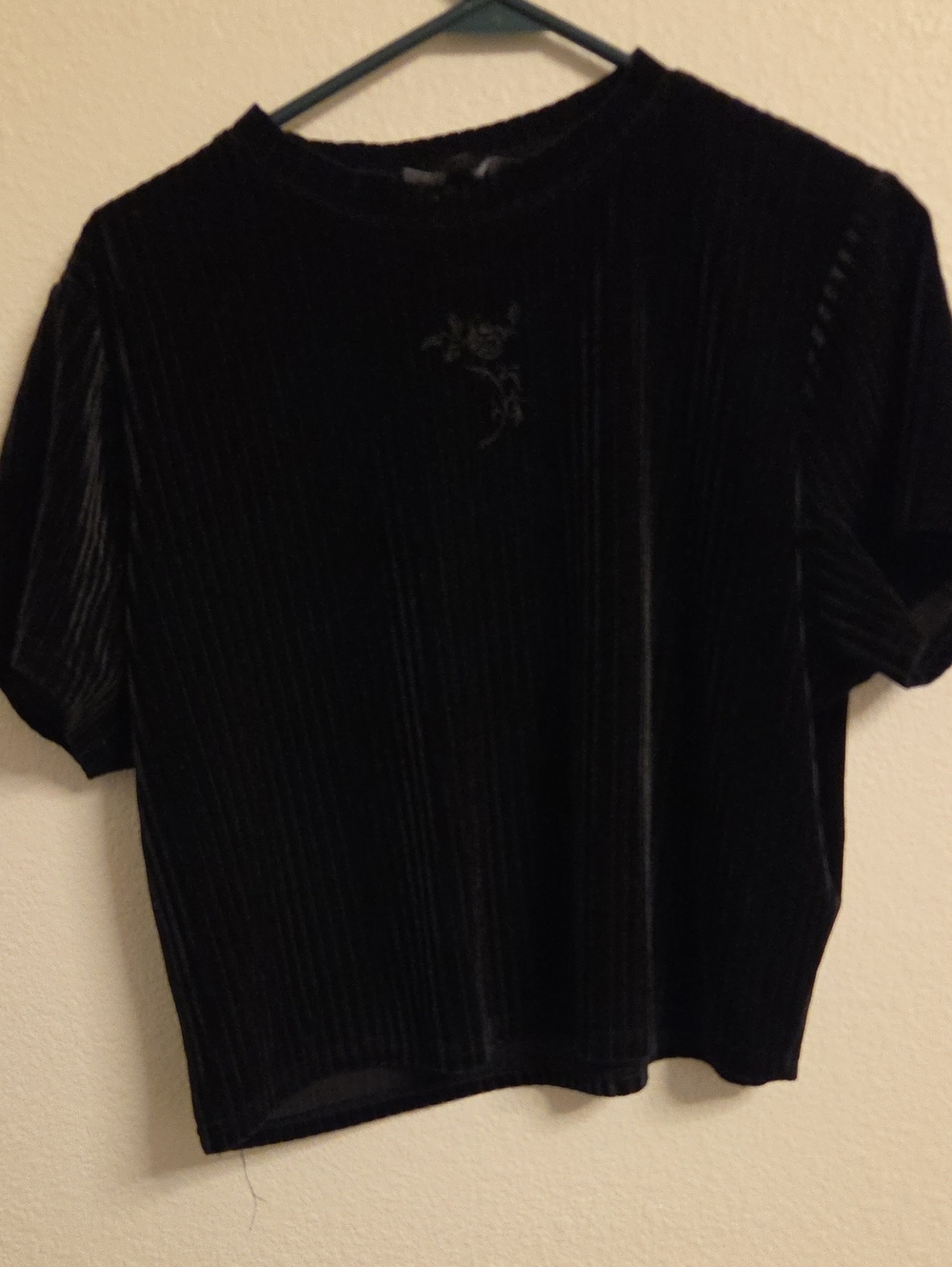 Disturbia Black Velvet Short-Sleeve Top - Women's